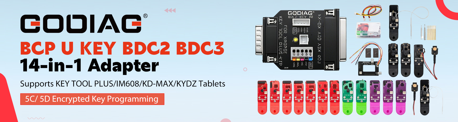 New Release GODIAG BCP U KEY BDC2 BDC3 14-in-1 Adapter Kit