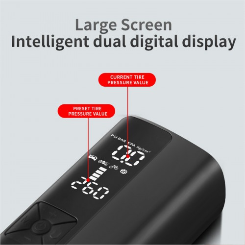 Portable Wireless Air Pump 4000mAh 150PSI 15-Cylinder Air Pump One-button inflation Preset Tire Pressure for Car Bike Motorcycle Ball