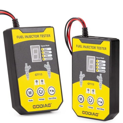 GODIAG GT113 Universal Fuel Injector Tester Fuel Injector Cleaner Kit with 6 Sizes of Adapters 8 Pulse Modes for Cars, Motorcycle