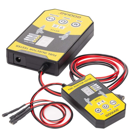 GODIAG GT113 Universal Fuel Injector Tester Fuel Injector Cleaner Kit with 6 Sizes of Adapters 8 Pulse Modes for Cars, Motorcycle